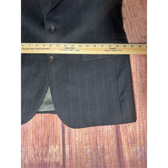 Chaps Ralph Lauren Vintage Men's Size 42 100% Virgin Wool Gray Striped Two Butto - Picture 16 of 16